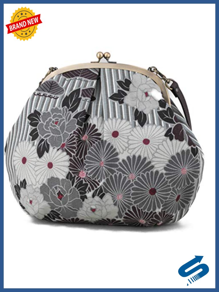 Vintage Kiss Lock Crossbody Bag Clutch Shoulder Bag Japanese Cotton Purse
